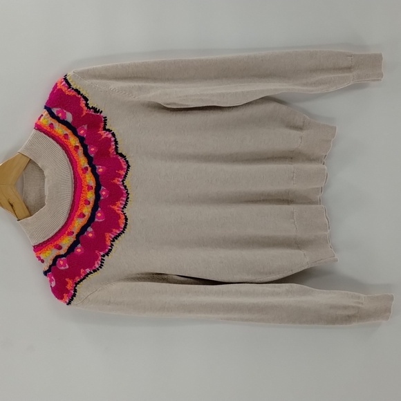 CAbi Sweaters - CAbi Songbird sweater fair isle style 4416 pullover embroidered size small beige